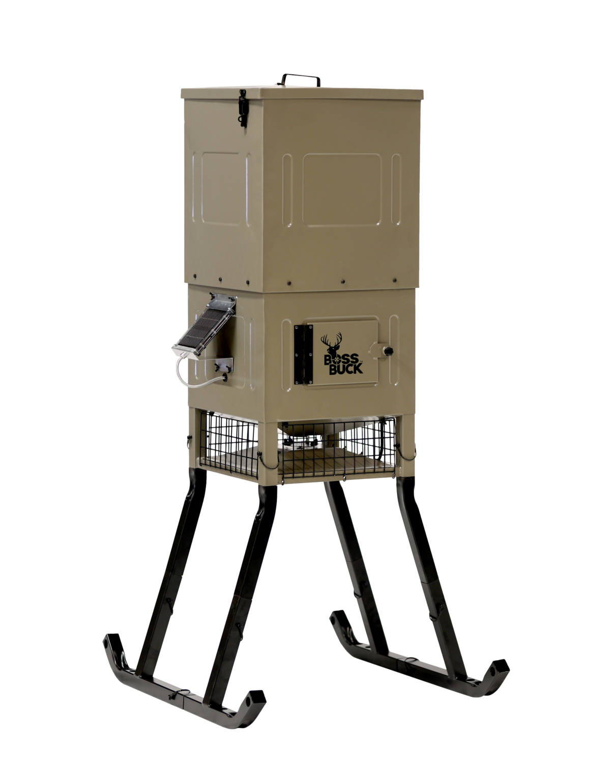 300lb STAND & FILL SLED FEEDER W/ DIVERTER PLATE & SOLAR PANEL - Boss Buck